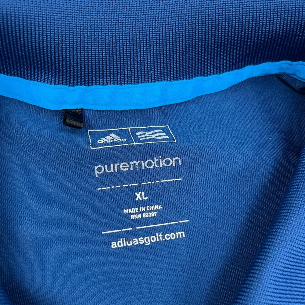 Adidas Polo Shirt Men XL Blue Performance‎ Pure Motion Clima Cool Golf Spotted